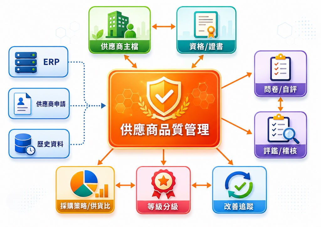 SQM 供應商品質管理功能架構圖