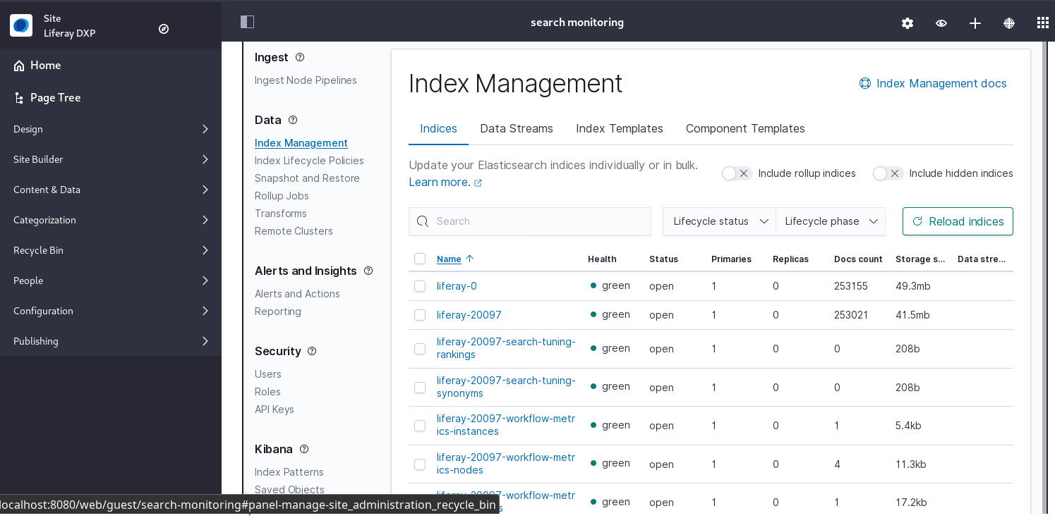 Liferay監控ElasticSearch-Kibana monitoring UI