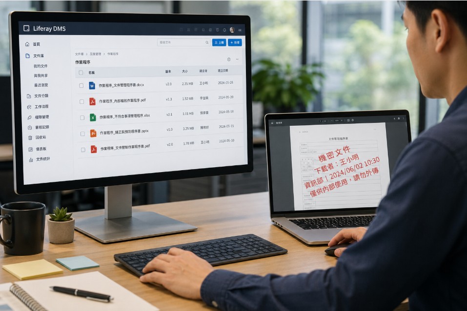 Liferay DMS 文件轉檔與動態浮水印：打造安全、可追蹤的企業文件下載機制